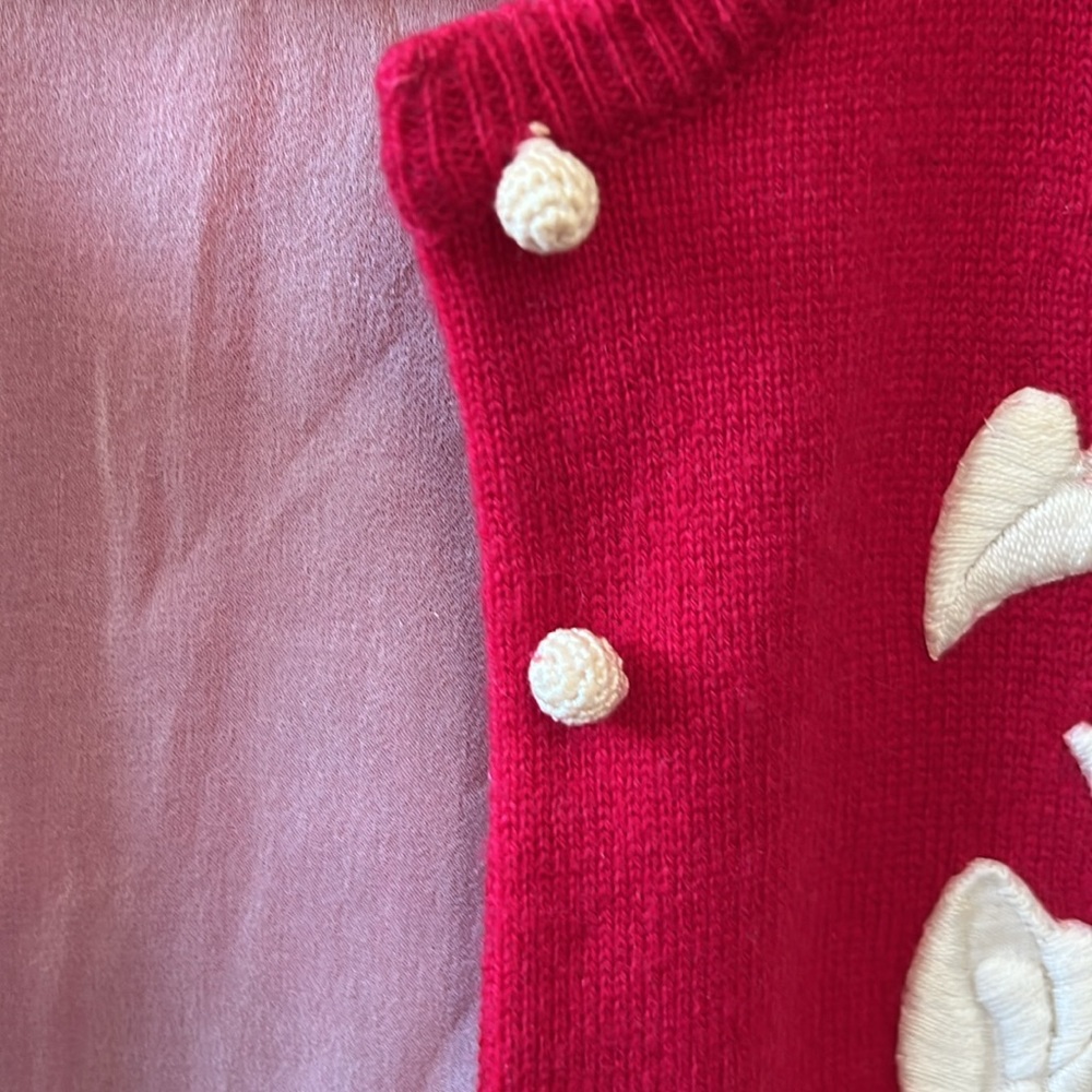 VTG Cardigan by Helen Bond Carruthers,
1950s. Antique lace-appliquéd cashmere - Picture 6 of 10